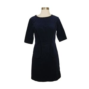 Boden Size 4 Navy Corduroy 3/4 Sleeve Professional Work Dress